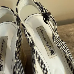 American Eagle Gingham Print Platform Wedges Shoes Women’s Size 7 Black White thumbnail 4