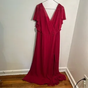 Morilee Women's Plus Size 22 Bridesmaid Dress 21667 Claret Red Short Flutter Slv thumbnail 2