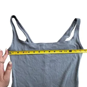 Skims Women's XL Square Neck Cotton‎ Rib Bodysuit Pacific Gray Snap Close New thumbnail 7