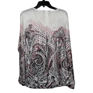 White House Black‎ Market Blouse Size Medium White Multi Floral Beaded Neckline thumbnail 6