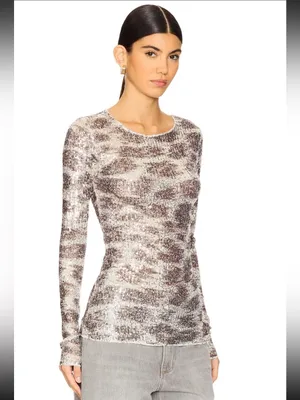 Free People gold rush long sleeve sequins top large NWT thumbnail 14