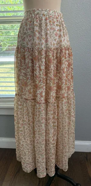 Dana Bachman Floral Tiered Maxi Skirt Size 2 thumbnail 1
