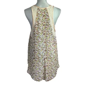 Free people lace sleeveless top size small round neck asymmetrical multicolor thumbnail 2
