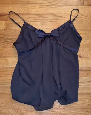 Mixit Petite Babydoll Cami Top Size PL Brown Y2K Chiffon Satin Bow Camisole thumbnail 1