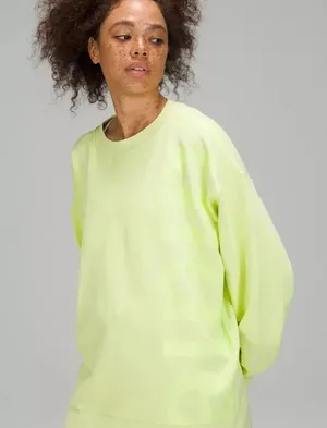 Lululemon Perfectly Oversized Crewneck Sweatshirt Neon Green Women’s 6 thumbnail 1