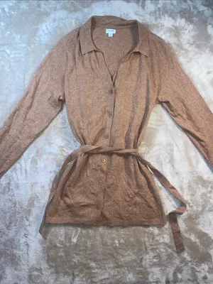 J. Crew Wool Cotton blend Copper-Tone Button-Up Belted Cardigan thumbnail 1