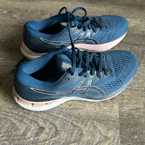 Asics Blue and Pink Gel-Kayano 28 Women's Running Shoe thumbnail 2