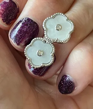 Anthropologie Pearlized Clover Stud Earrings thumbnail 1