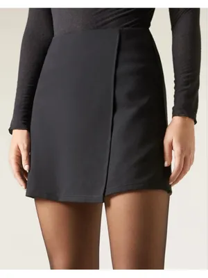 Calzedonia Punto di Milano Knit Skort Skirt Skorts Black- Size Medium thumbnail 1