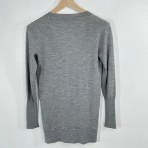 J.Crew 100% Merino Wool V-Neck Long Cardigan Sweater Women Small Gray ‎ Pocket thumbnail 2