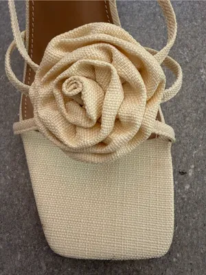 DV Dolce Vita Zelly Rosette Sandal Cream Canvas Strappy Heels Size 11 thumbnail 7