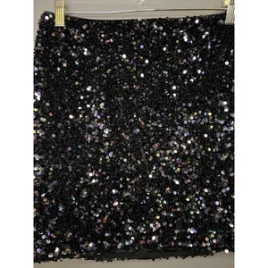 Lulus Skirt Womens Medium Black Sequin Mini Lined Stretch Party Cocktail Sparkle thumbnail 3