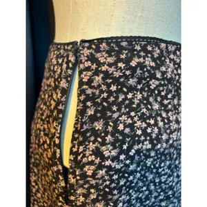 Arizona Jean‎ Co Black Ditsy Floral Midi Skirt Side Slit Rayon Size Medium thumbnail 8
