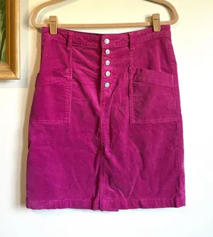 Anthropologie Pilcro Talia Pink Corduroy Skirt Buttons Womens 6 thumbnail 1