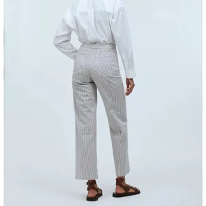 NWT Madewell The Emmett Wide-Leg Crop Pant: In Smokey Grape Stripe Size 23 thumbnail 2