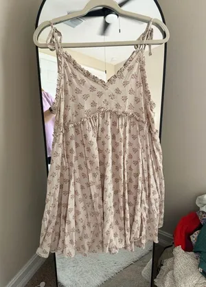 Patrons of Peace Cream Floral Tie-Strap Mini Dress thumbnail 1