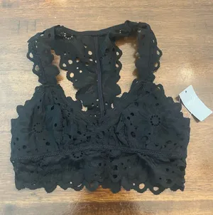 Aerie Black Lace Racerback Bralette Size XXS NEW Whimsygoth Feminine Scalloped thumbnail 1