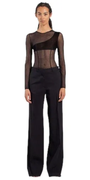 Gauge81 Feriz Womens Black Sheer Round Neck Long Sleeve Bodysuit Small ($355) thumbnail 4