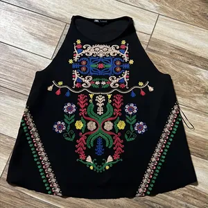 Zara black patterned tank thumbnail 2