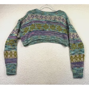 Urban Outfitters Sweater Womens Medium‎ Cropped Fair Isle Pastel Crewneck NWT thumbnail 2