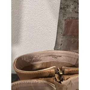Zara Camel Tan Leather Square Toe Block Heel Ankle Boots 7.5 thumbnail 6