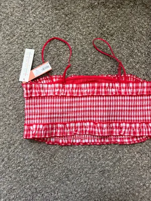 Target Red and White Gingham Smocked Bandeau Top thumbnail 2