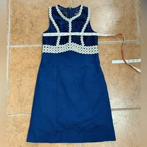Lilly Pulitzer Shift‎ Dress Womens Navy Blue Lace Trim Sleeveless 00 thumbnail 8