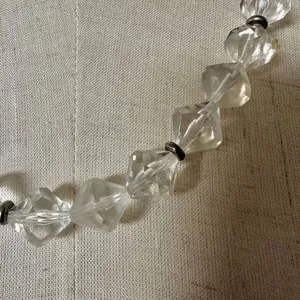Clear beaded silver tone vintage long necklace thumbnail 2