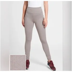 Athleta Delancy Herringbone Tight Leggings Size S Beige Pockets‎ Athletic Preppy thumbnail 2