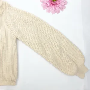 Petal + Pup Freddie Ribbed Knit Balloon Sleeve Turtleneck Sweater Ivory Cream thumbnail 11