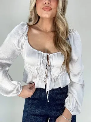 Lane 201 Satin Long Sleeve Top thumbnail 1
