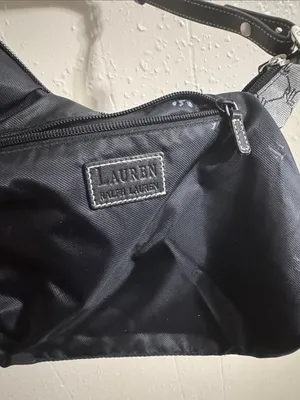 Ralph Lauren Gray Monogram Shoulder Bag with Black Trim thumbnail 2