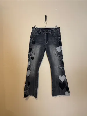 OLI & HALI Grommet HEART DENIM‎ JEANS Size Large thumbnail 4
