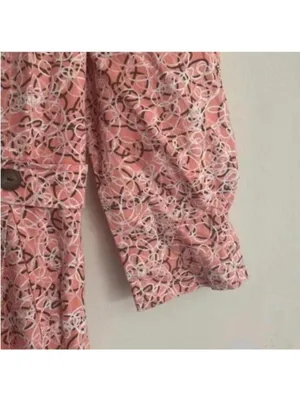 Vintage Handmade Pink Prairie Girl 1/2 Sleeve Scribble Print Dress thumbnail 3