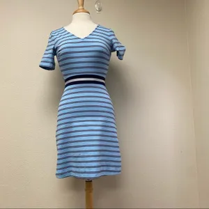 Draper James DRK0400 Blue Striped V Neck Fit Flare Dress XS thumbnail 2