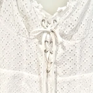 Missguided Eyelet Shorts Romper Women's 6 White‎ Back Zip Fully Lined Tie Front thumbnail 4