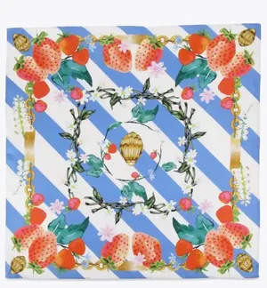 KURT GEIGER LONDON | striped Strawberry Print Silk Scarf thumbnail 1