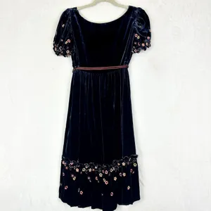 Betsey Johnson New York Vintage Y2K Velvet Mini Dress Size 10 NWT Milkmaid thumbnail 2