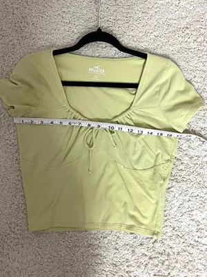Hollister Lime Green Scoop-Neck Tie-Front Short Sleeve Top thumbnail 3