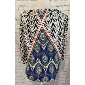 Women's Chico's Multi Colored 3/4 Sleeve Top Size 1  Medium thumbnail 3