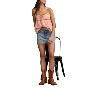 Lucky Brand Crochet Bodice Tank Smoked Top Size XL Boho Festival Camisole NWT thumbnail 7