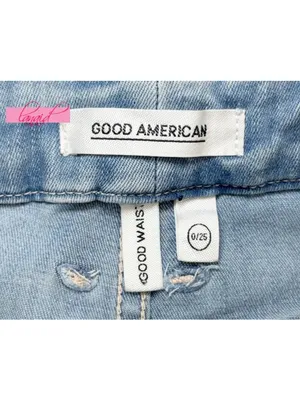 Good American Good Waist Crop Raw Edge Blue352 Ripped Distressed High-Rise Waist thumbnail 6