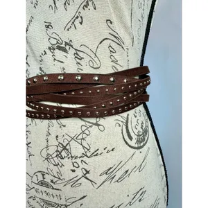 8 Other Reasons Suedette Studded Belt in Brown 43" thumbnail 10