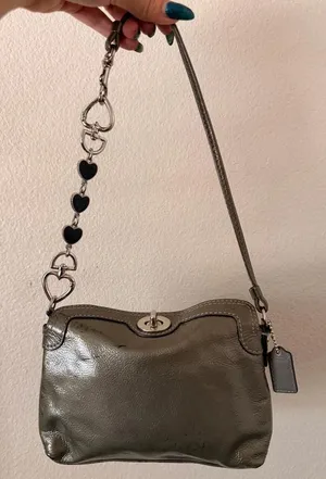 Vintage Olive/Gray Coach Turnlock Wristlet thumbnail 1