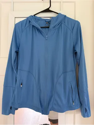 Mountain and Isles Light Blue Women's Hooded Zip-Up Jacket Size M thumbnail 1