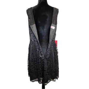 NWT JJs House Black Lace Floral Overlay V-Neck Sleeveless Beaded A-Line Dress 14 thumbnail 6
