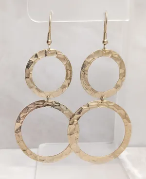 Vintage Hook Earrings Very Long Gold Tone Hammered Pattern - Fair Condition thumbnail 1