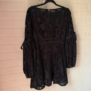 Free People dress Ruby Lace embossed black velvet no slip liner xs thumbnail 3
