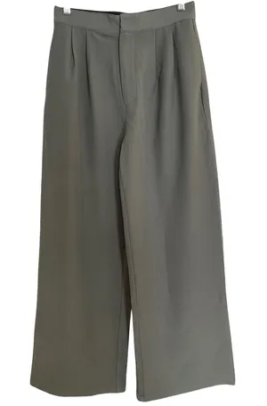 All:Row Wide Leg Pleated Pants Women's S Green Gray High Waist‎ Casual Trousers thumbnail 1