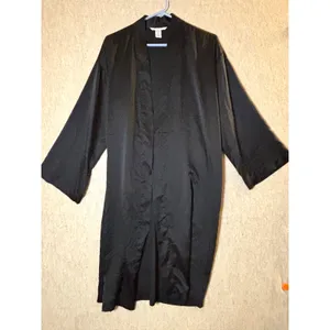 Victoria’s Secret Satin Midi Robe XS/S Black Wrap Kimono Long Sleeve thumbnail 5